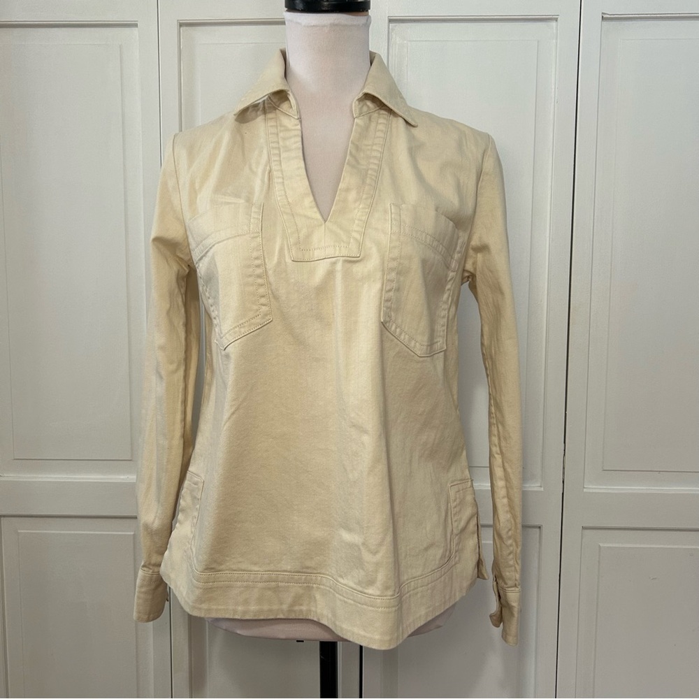 Banana Republic Denim Band-Hem Ecru Wash Shirt XS